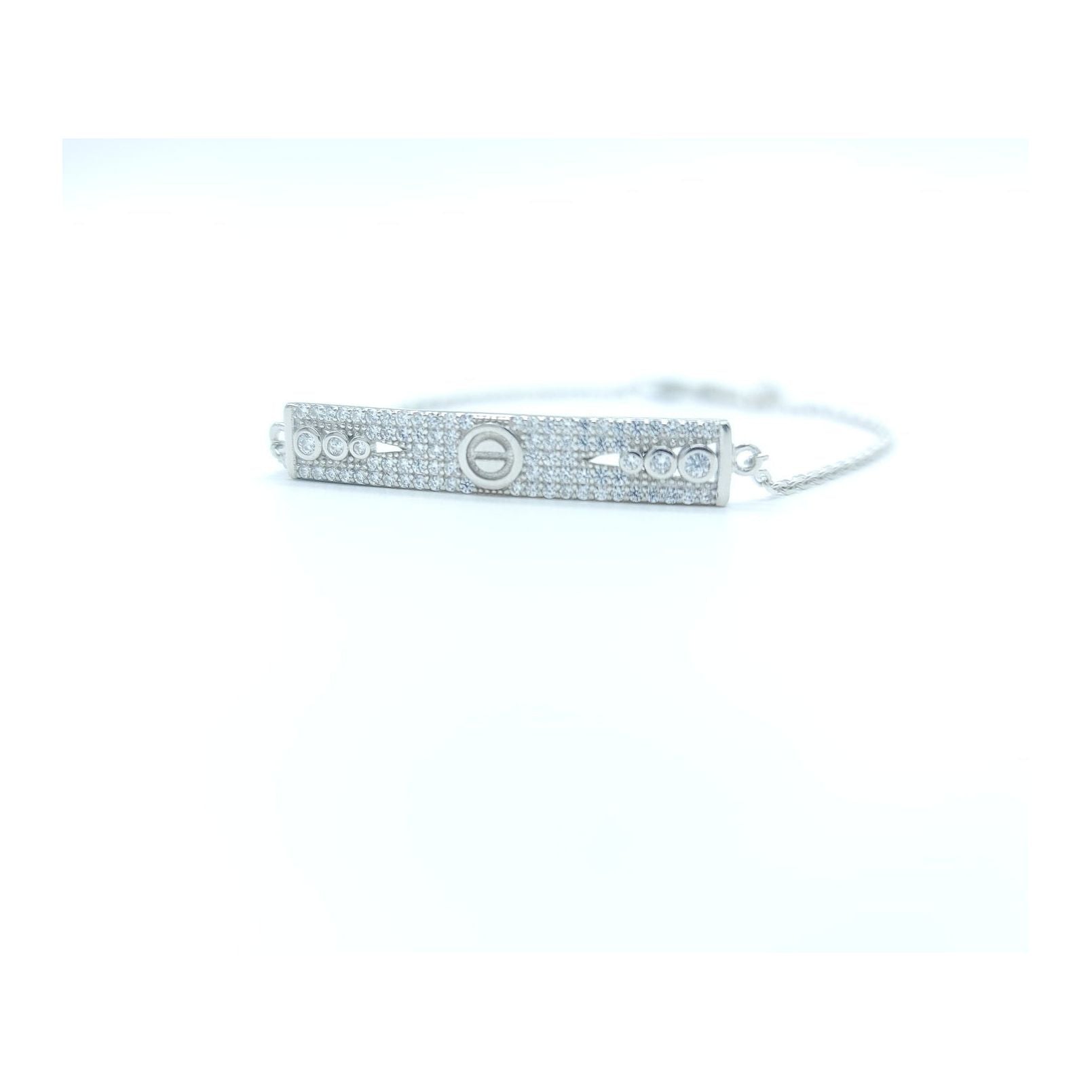 Sterling Silver Cubic Zirconia Bar Bracelet
