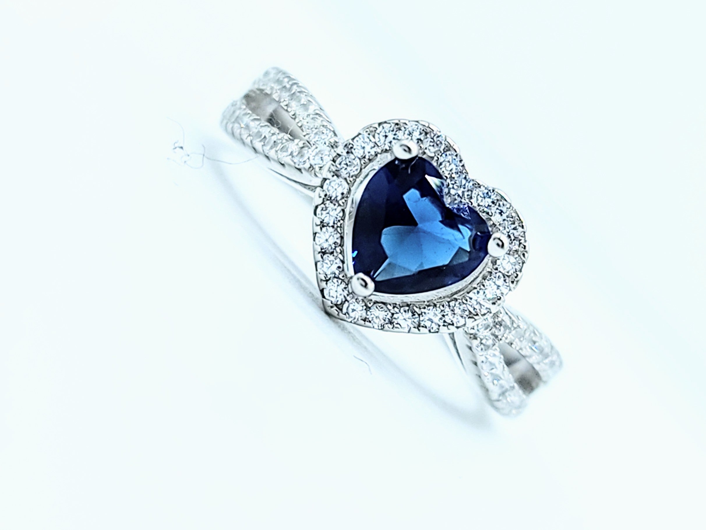 Heart Shaped Stimulated Sapphire with CZ