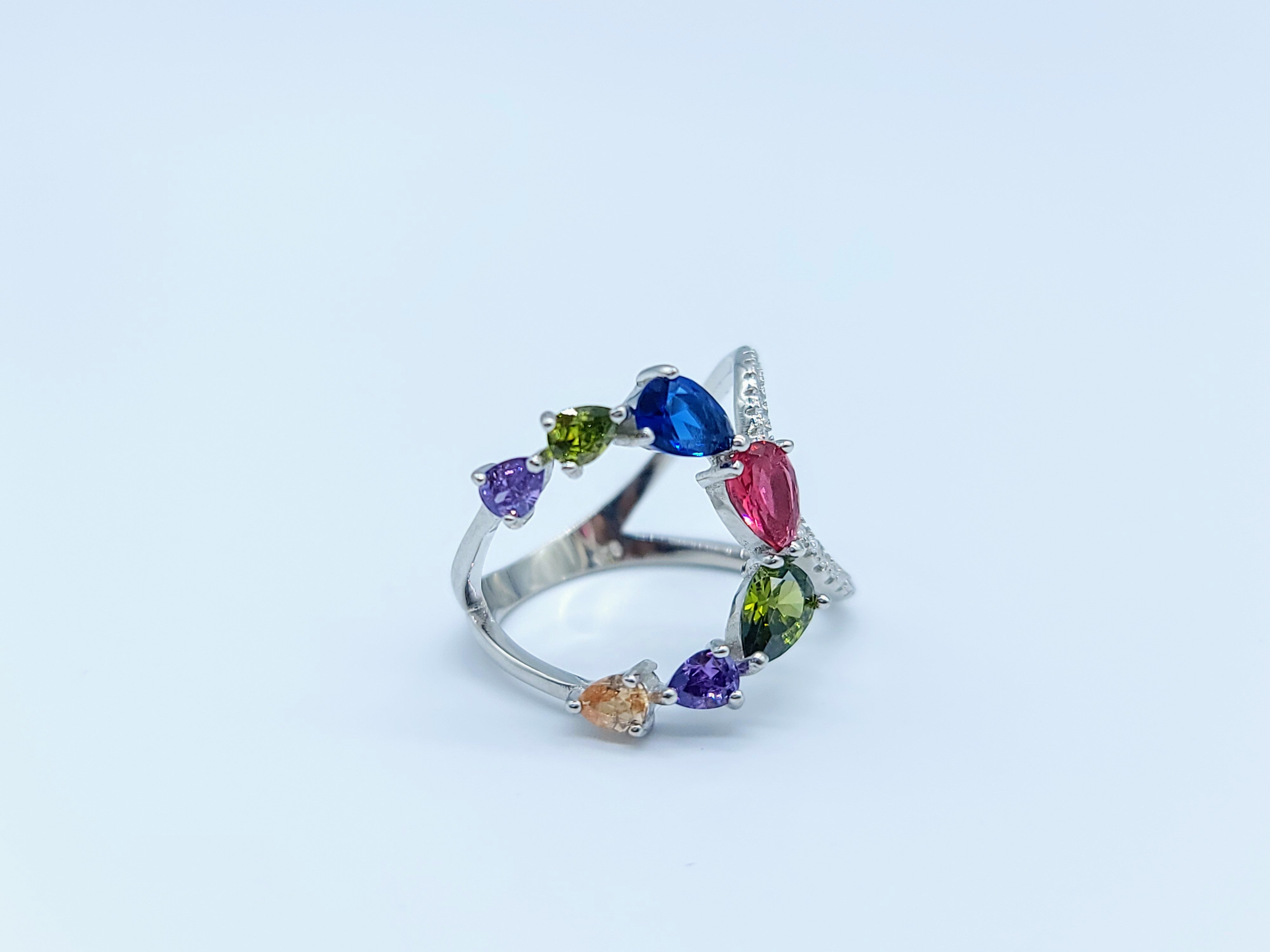Multi Stimulated stones  & CZ Ring