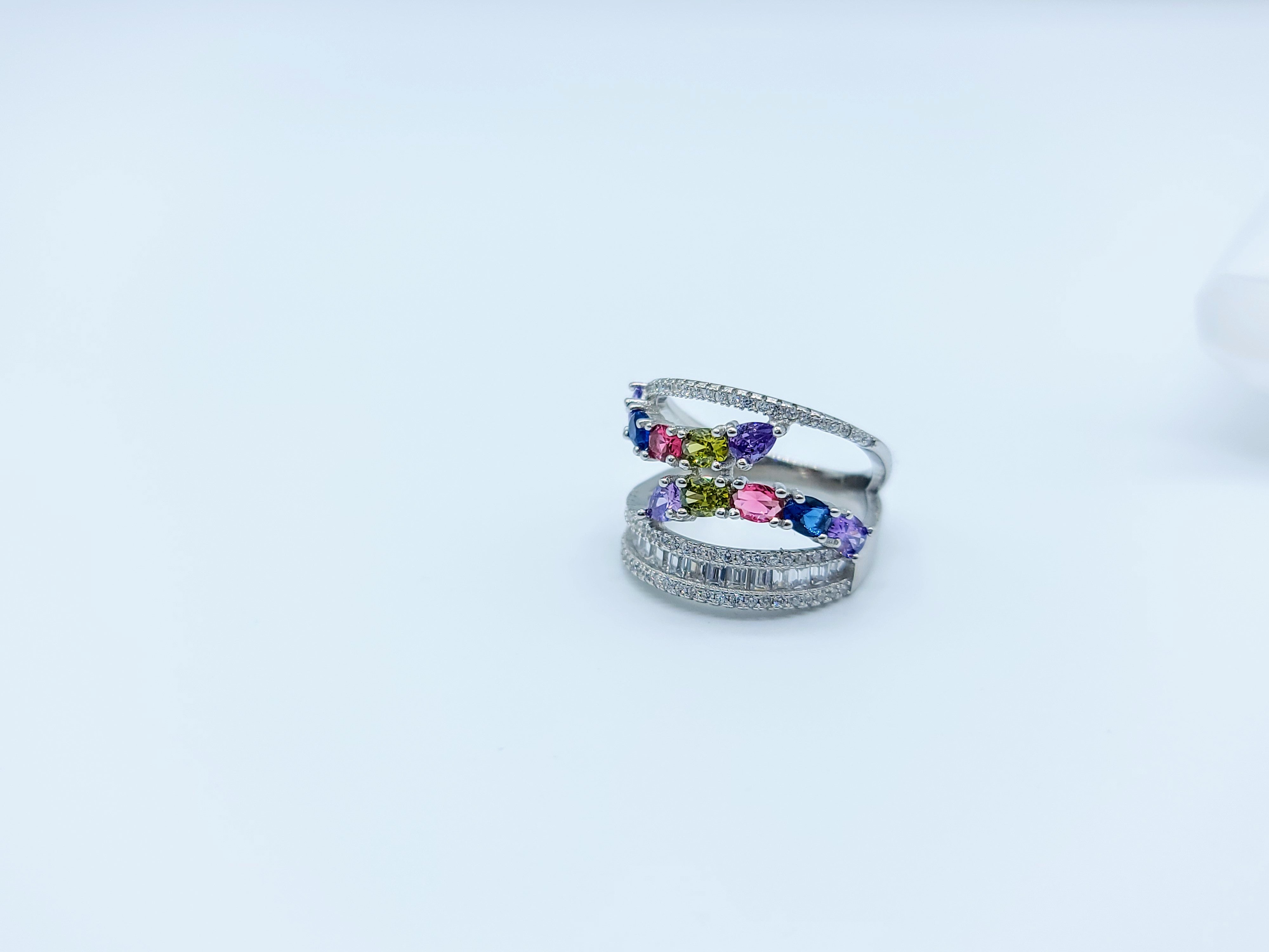 Multi Stimulated stones  fancy Band Ring