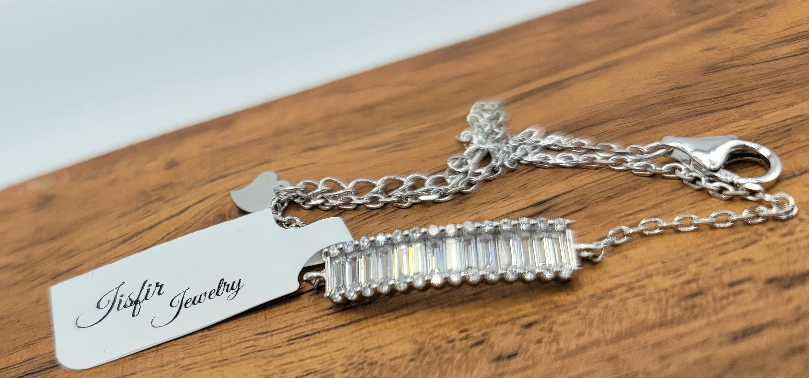 CZ baguettes Emblem Bracelet