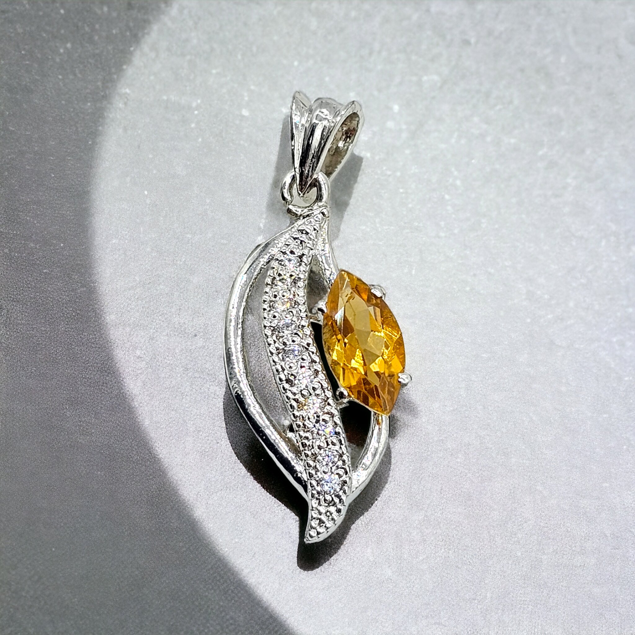 Luxurious 925 Sterling Silver Citrine & CZ Jewelry Set