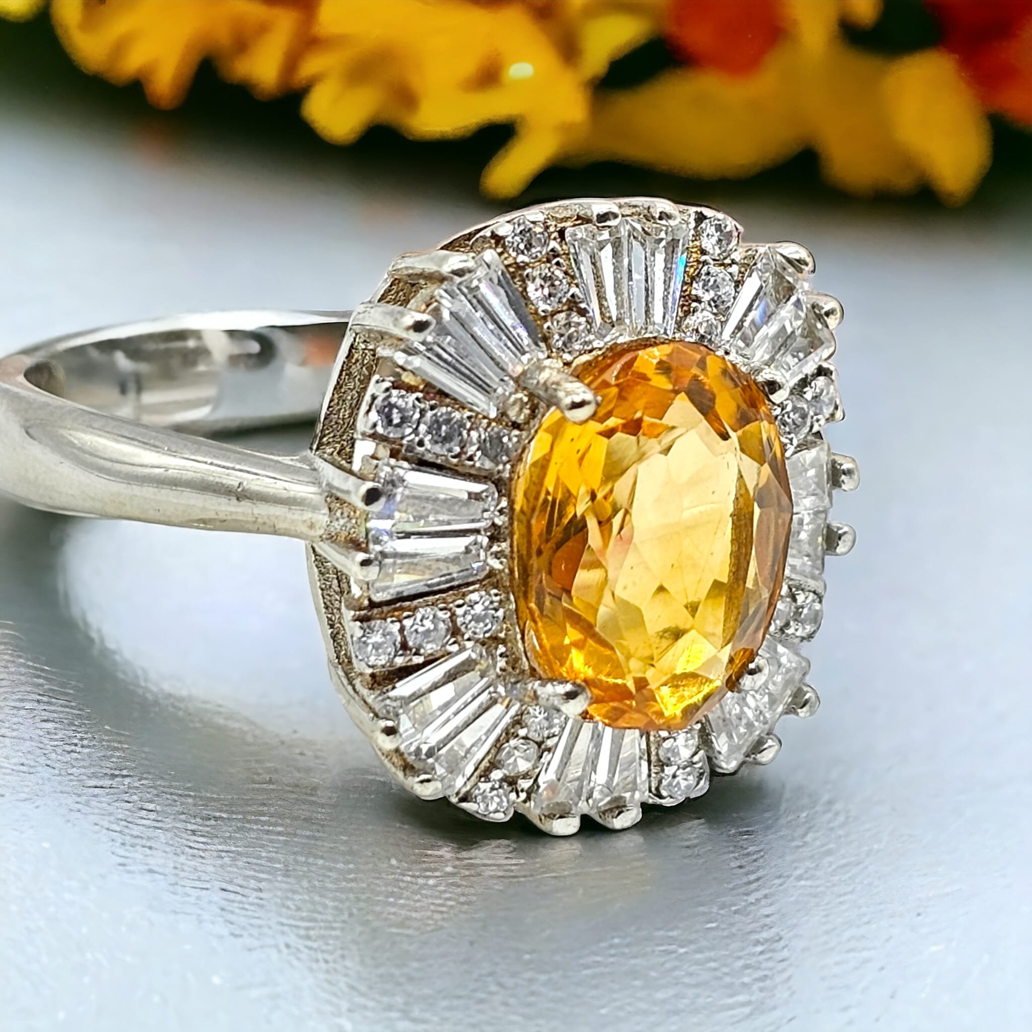 Natural Citrine with Cubic Zircons