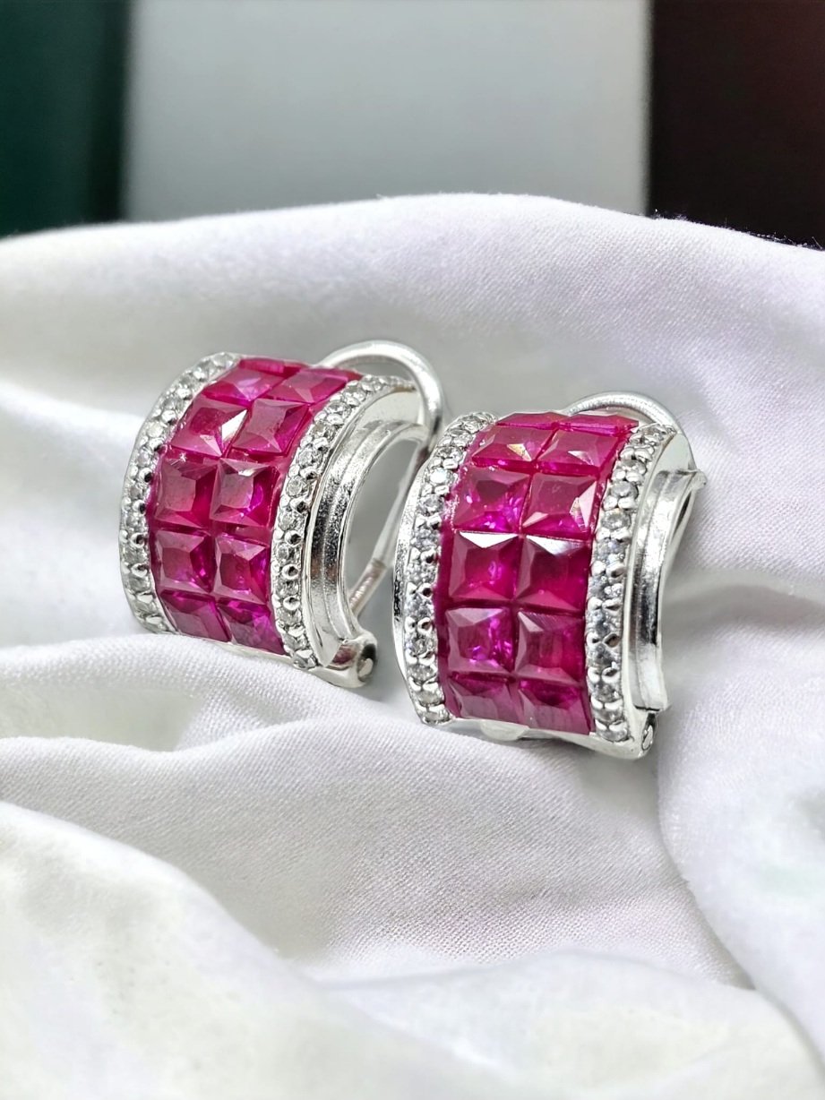 "Crimson Charm Leverback Earrings "