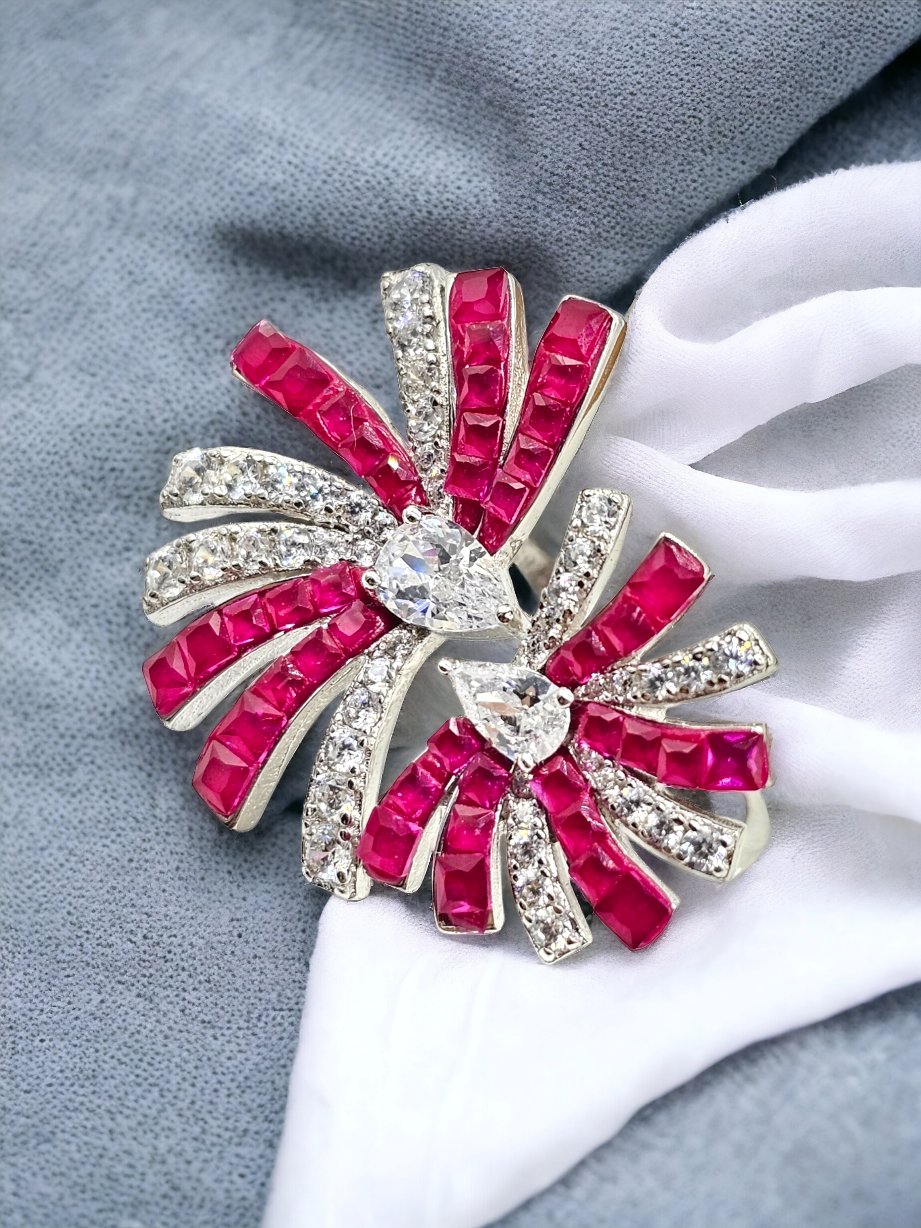 " Flora Zirconia Pink Ring "